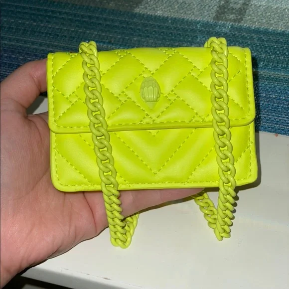 NWT KURT GEIGER LONDON Micro Kensington Neon Yellow Leather Crossbody